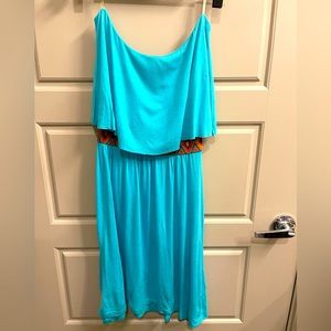 Turquoise Strapless Dress or Swim Cover-Up - Small